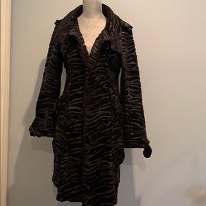 Black faux fur coat